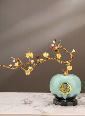 新中式锌合金苹果摆件轻奢创意客厅玄关酒柜家居装饰工艺礼品