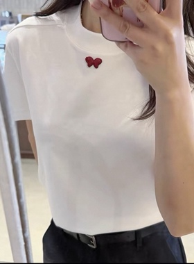 短袖T恤2026春季新款简约基础款棉质正肩上衣女