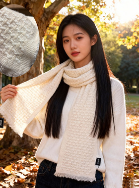 山羊绒千鸟格秋冬保暖女士围巾