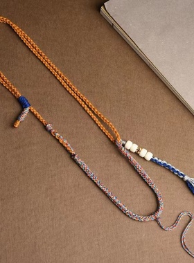 民族风藏式天珠项链唐卡绳手工编织藏风吊坠绳扎基拉姆毛衣链女款