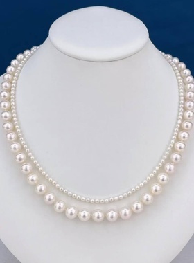 正品3-6mm近圆淡水珍珠双排链珍珠项链叠戴优雅小众百搭锁骨链女