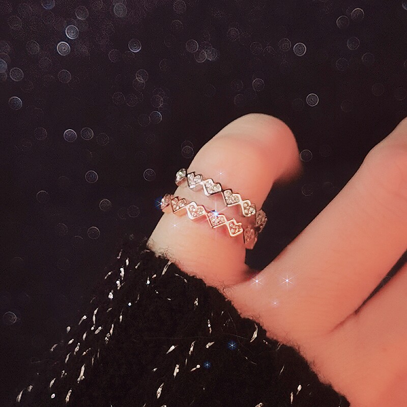 爱心小公主心形锆石简约百搭儿童戒指女童钻石轻奢高级感玩具指环