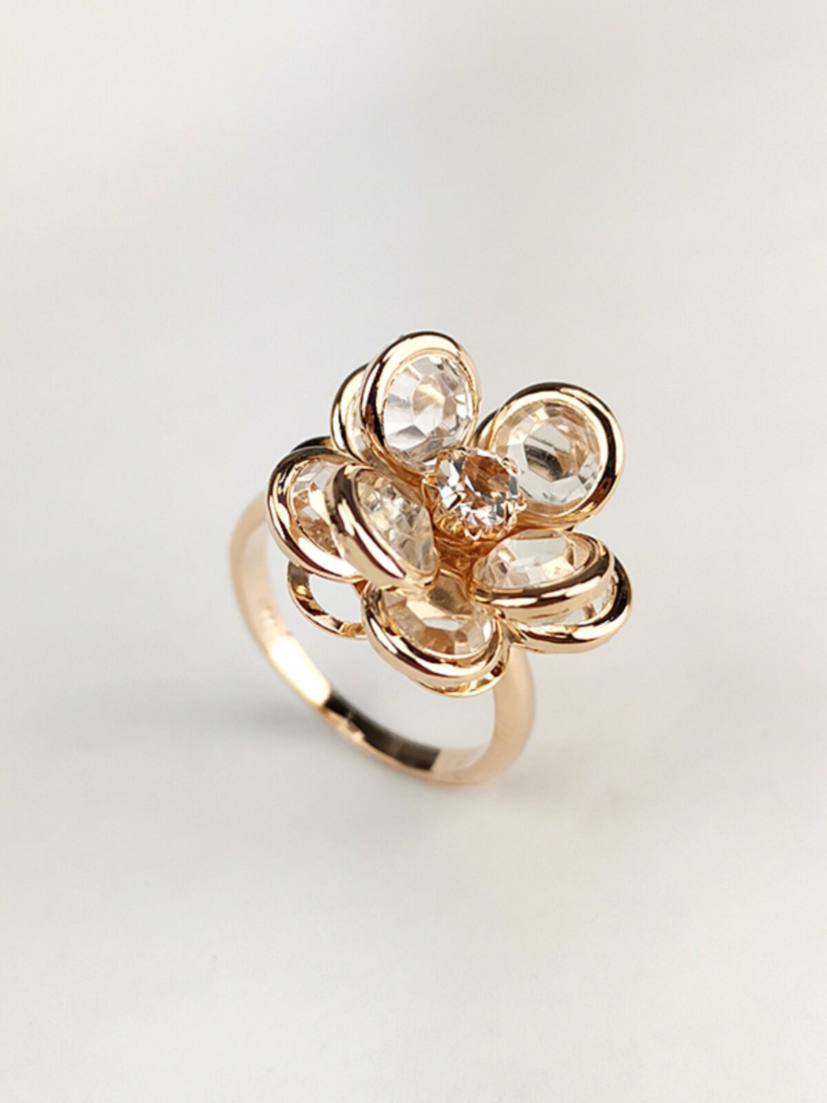KOREAN VERSION OF JAPANESE INTERNET CELEBRITY FASHION RING ROSE CRYSTAL LILY TIDE COLD WIND NICHE DESIGN EXAGGERATED RING WOMEN