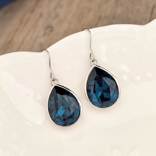 轻奢深蓝大水滴水晶耳钉