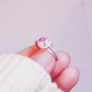 小女孩公主戒指学生节日饰品礼物玩具粉水晶女童指环儿童仿真钻戒