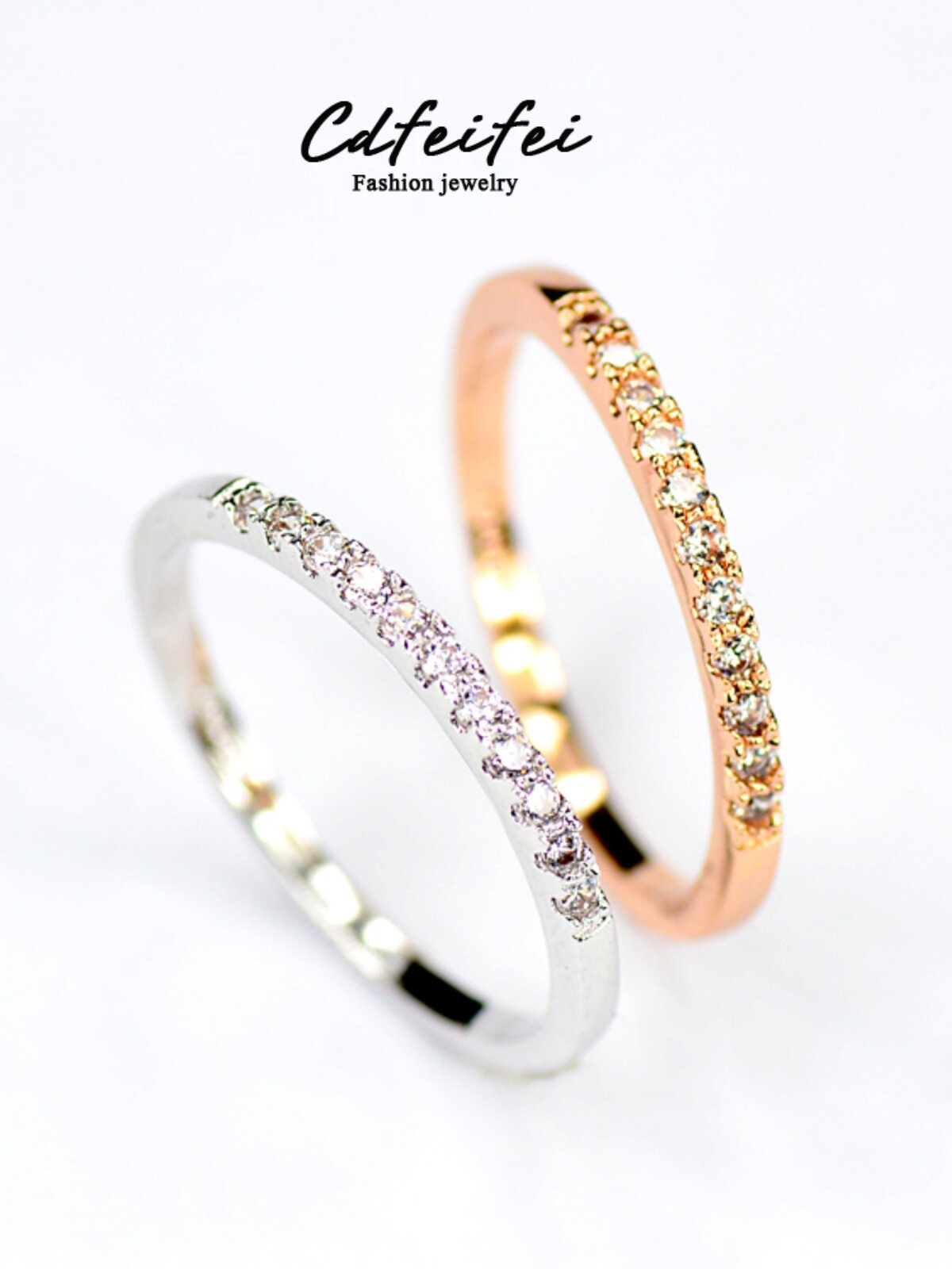 JAPANESE AND KOREAN SIMPLE MICRO-SET DIAMOND ZIRCON FINE VERSION ULTRA-NARROW COLD STYLE WOMENS RING LITTLE FINGER TAIL RING SINGLE ROW DIAMOND RING