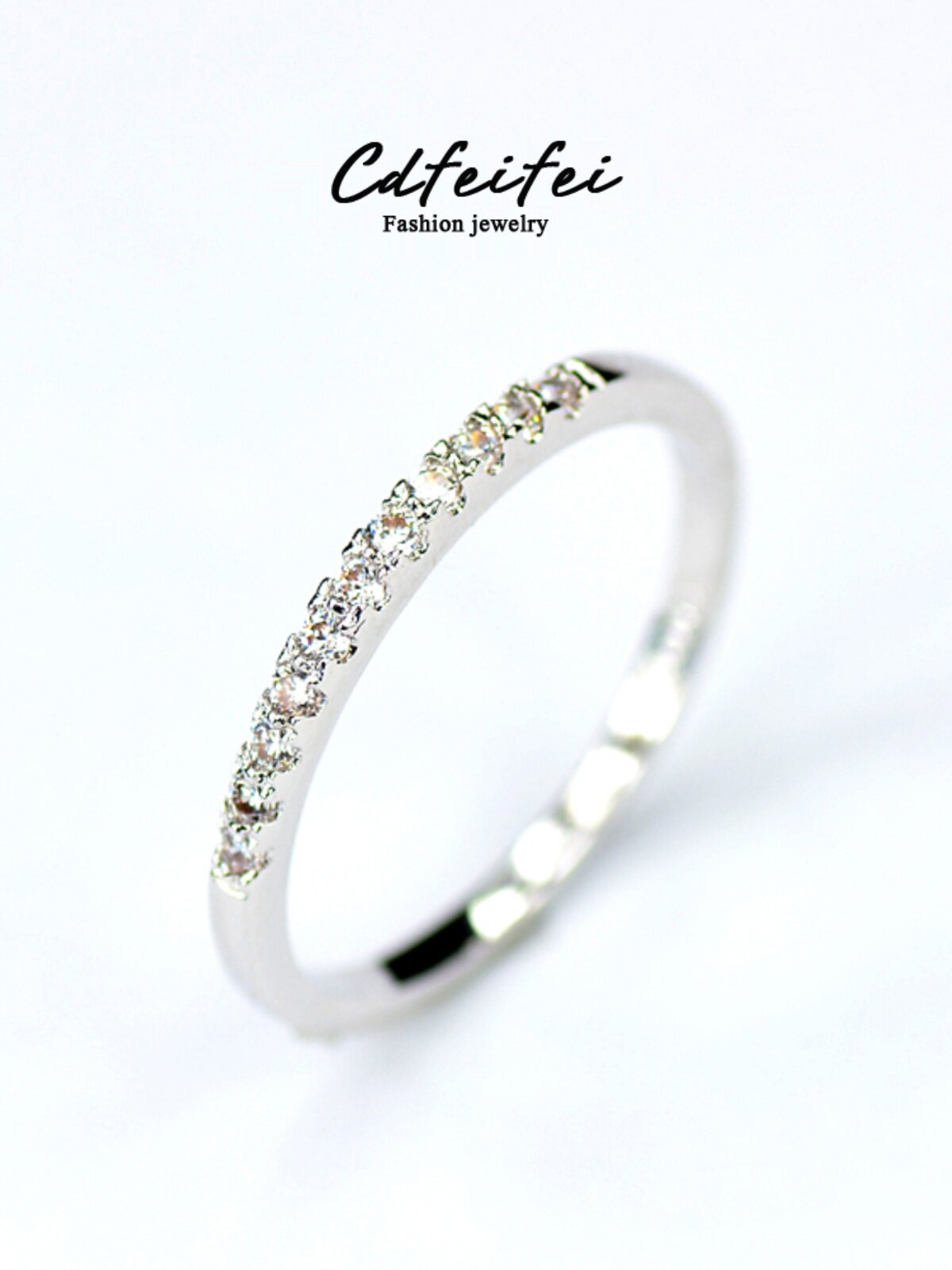 JAPANESE AND KOREAN SIMPLE MICRO-SET DIAMOND ZIRCON FINE VERSION ULTRA-NARROW COLD STYLE WOMENS RING LITTLE FINGER TAIL RING SINGLE ROW DIAMOND RING