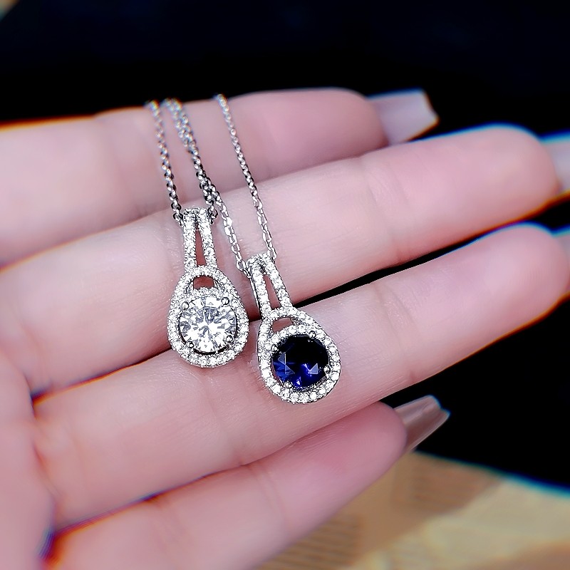 轻奢仿蓝宝石满钻锆石富贵小钱包包吊坠小众个性锁骨链短款项链女