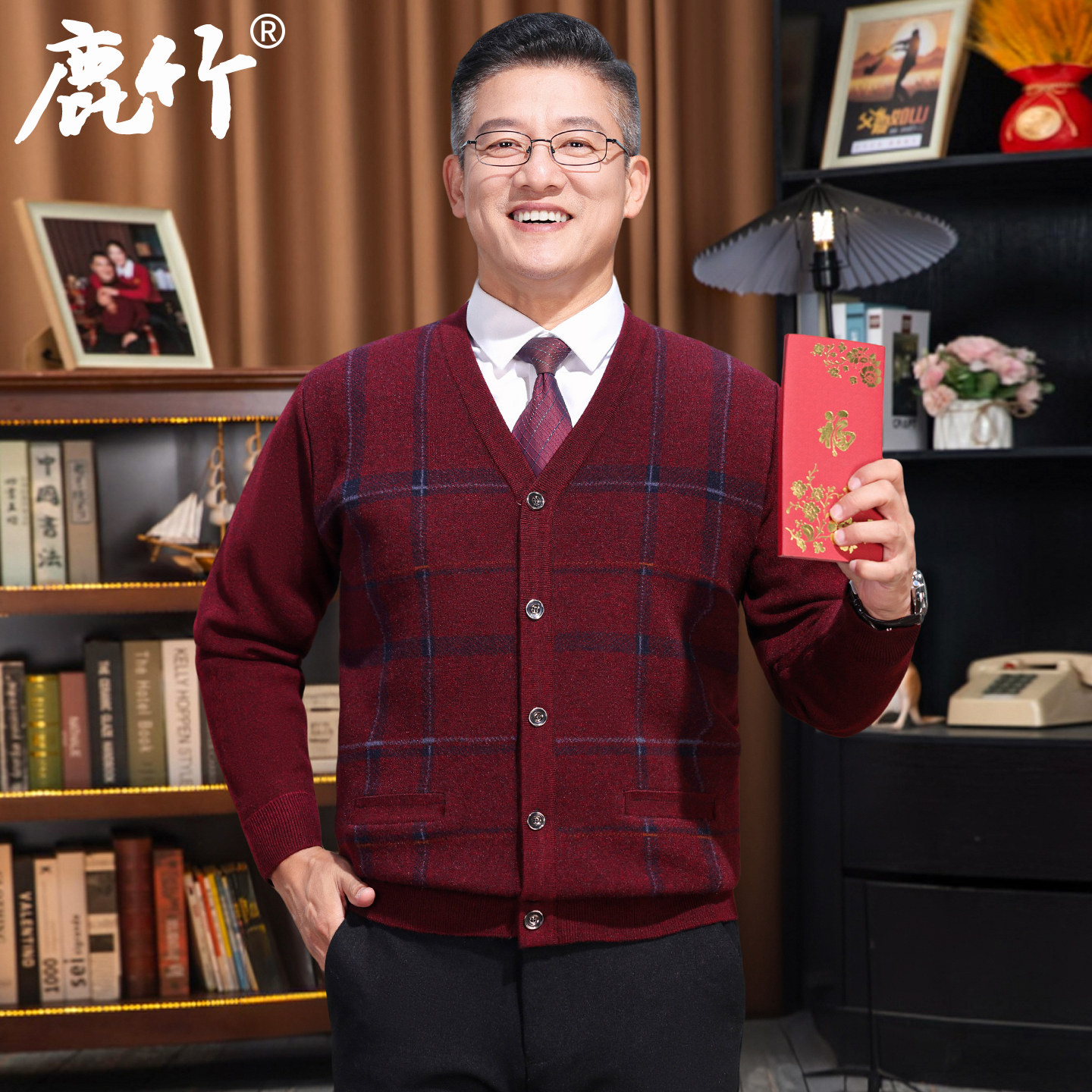 爸爸秋冬季开衫红色毛衣新款中年男士V领保暖针织外套中老年内搭,男装,针织衫/毛衣,淘宝优惠券,粉丝福利购,淘宝优惠卷