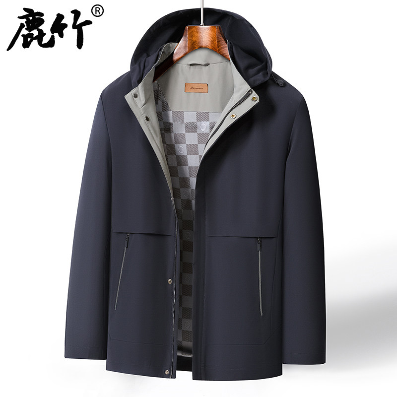 爸爸春装可卸连帽外套2026新款中年男士休闲防风夹克中老年人男装