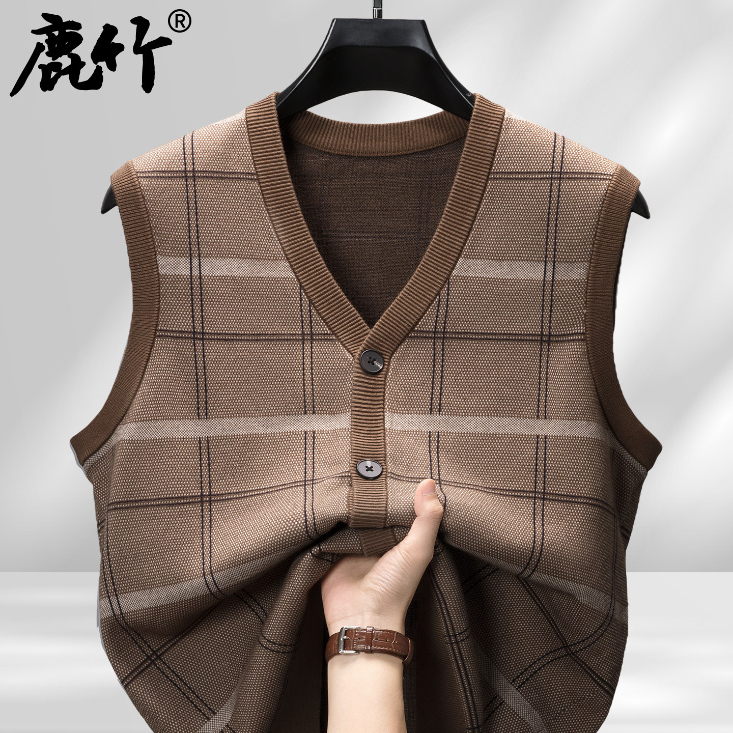 中老年男装爸爸秋季针织马甲新款中年男士内搭爷爷开衫背心外套棉