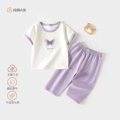 纯棉薄款套装夏季服衣服空调儿