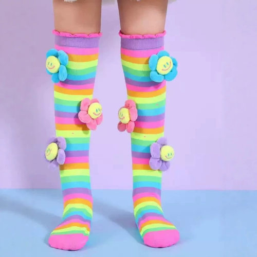 跨境卡通小腿袜Free size 3D Cartoon socks kids over kne