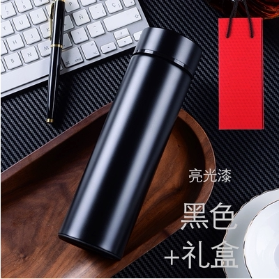 高档304直杯不锈钢保温杯商务大容量水杯带茶隔可刻字定制LOGO