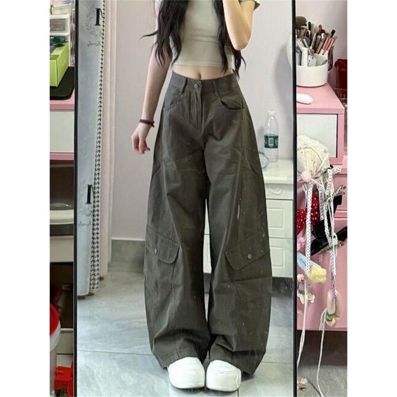 小个子美式复古休闲弯刀牛仔裤145CM低腰宽松垂感直筒阔腿工装裤