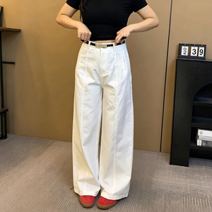 矮个子高腰宽松垂感阔腿拖地裤