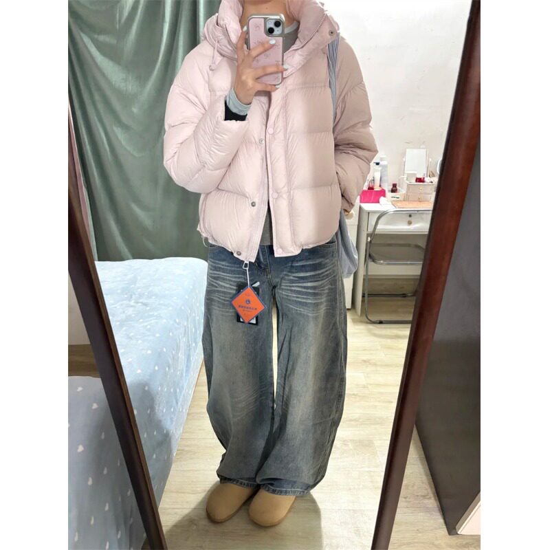 小个子美式复古口袋刺绣弯刀牛仔裤145CM低腰宽松显瘦阔腿拖地裤