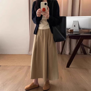 145CM小个子法式 大摆半身裙显瘦百搭150高腰韩系气质穿搭字中长裙