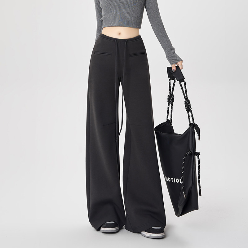 春夏新款矮个子美式辣妹宽松休闲运动裤女前口袋设计垂感阔腿裤潮