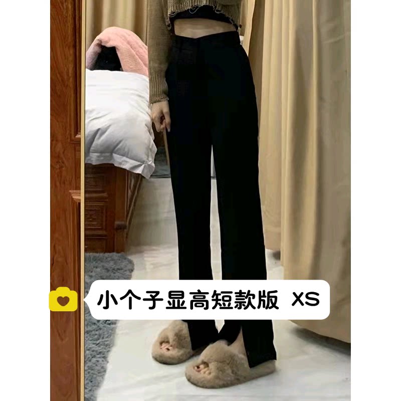 显高高腰直筒裤长裤小个子长裤