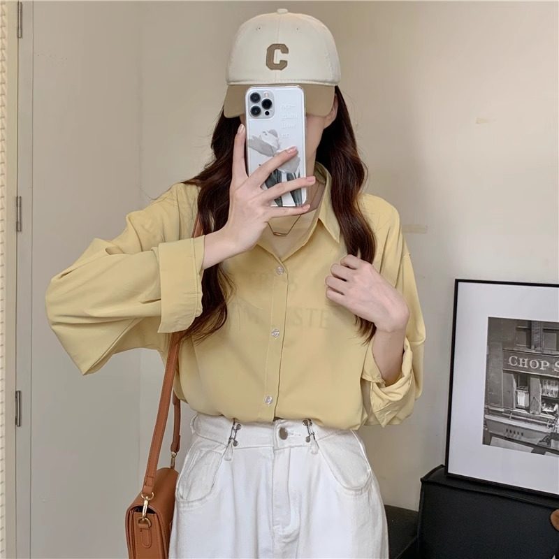 矮小个子150cm宽松韩版百搭慵懒风外穿长袖衬衫外套防晒开衫上衣