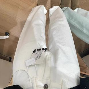 女145cm高腰复古显瘦垂感直筒裤 150小矮个子白色窄版 阔腿牛仔裤