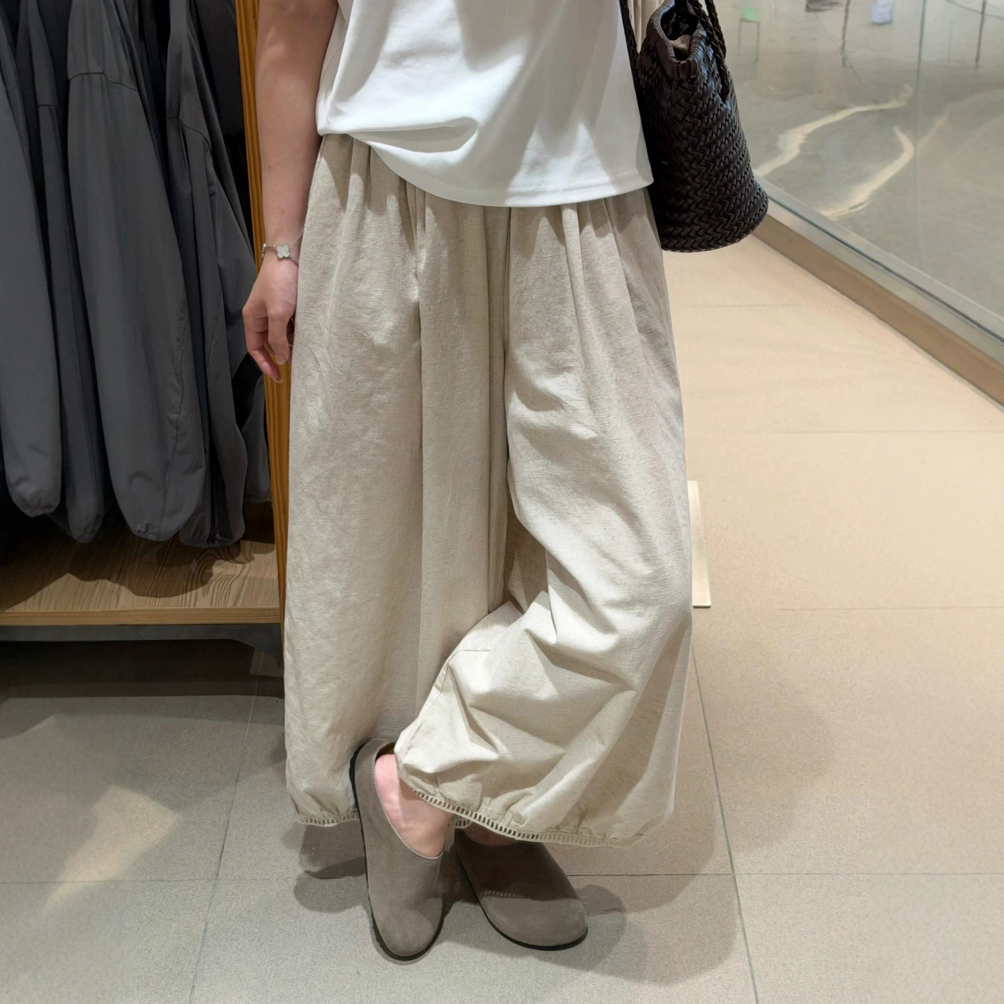 小个子韩系慵懒阔腿裤夏季薄款150cm宽松显瘦休闲九分气球灯笼裤