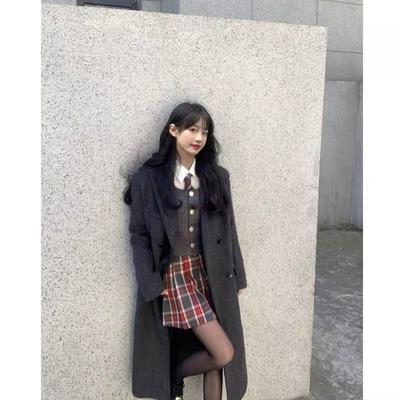 150小矮个子灰色毛呢大衣外套