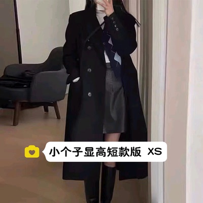 145小个子150黑色呢子大衣女xs