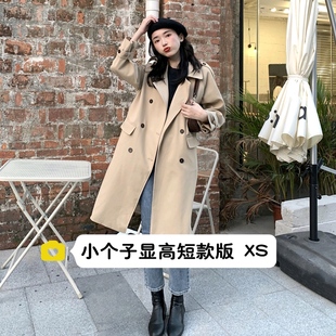 矮小个子145宽松过膝中长款风衣150显高百搭卡其色外套女XS码秋冬