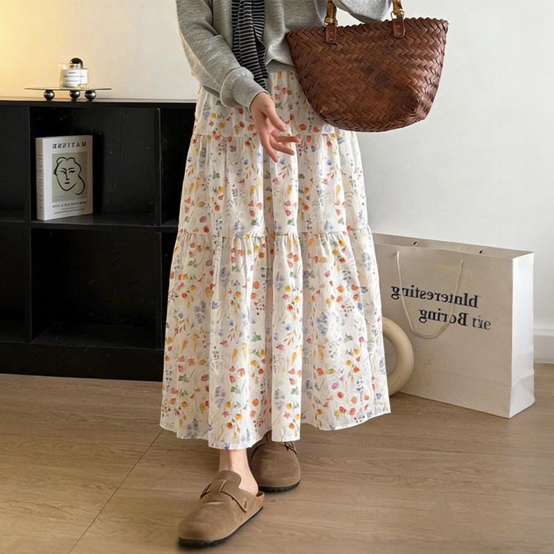 矮小个子法式碎花半身裙小清新150CM百搭高腰显瘦中长款a字伞裙夏