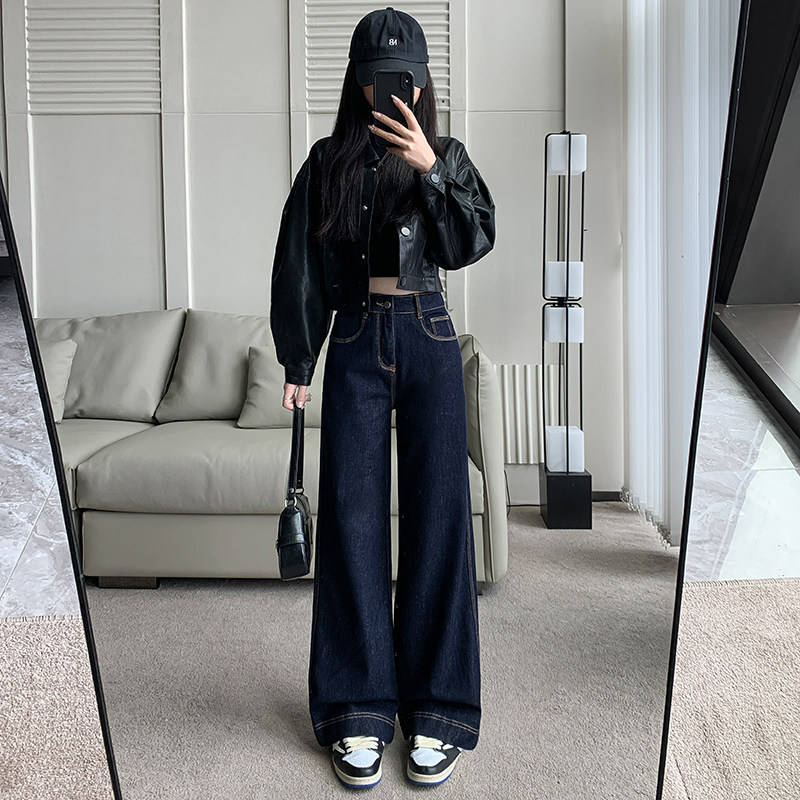 显瘦穿搭145cm矮小个子牛仔裤加绒九分长裤高腰显瘦阔腿直筒裤女