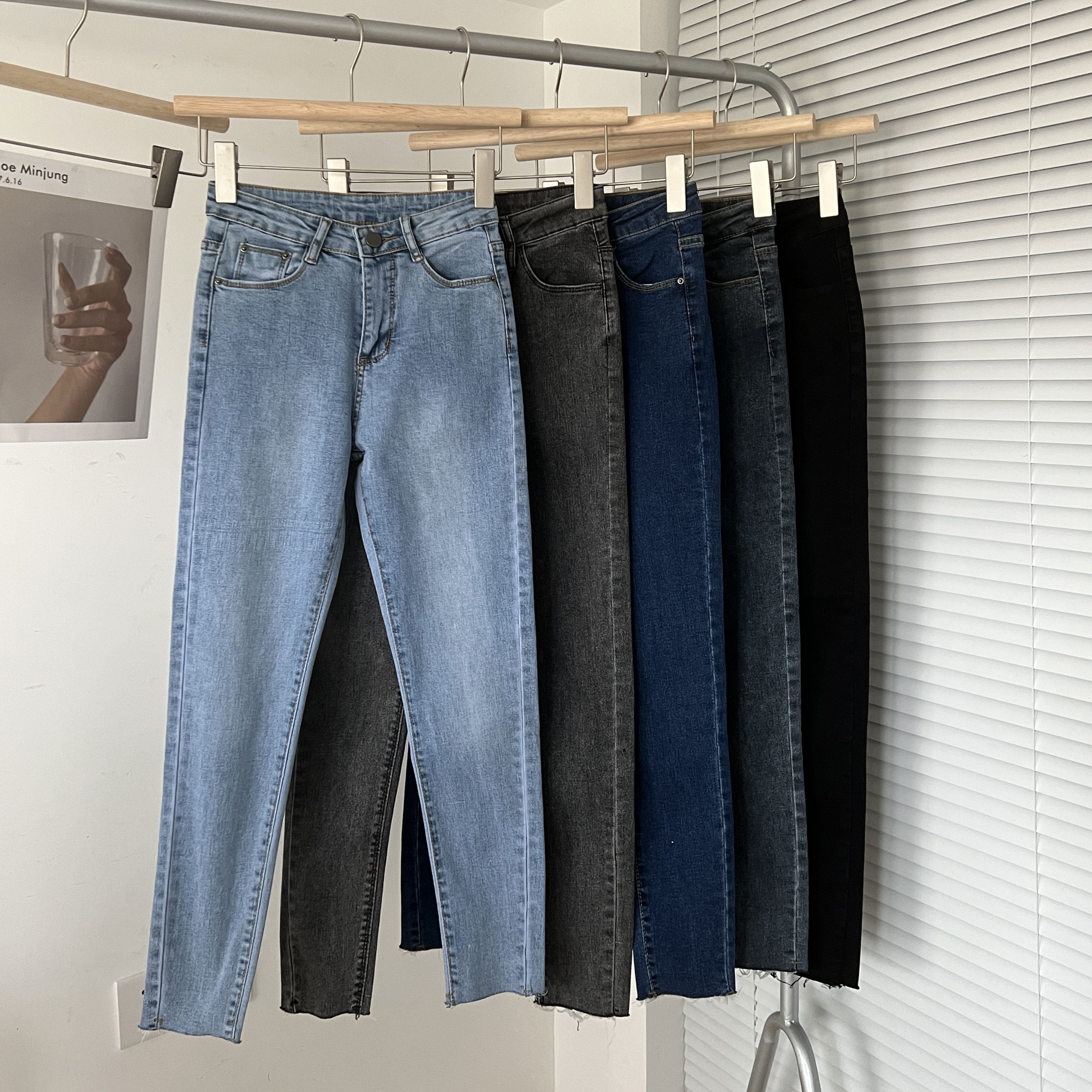 小个子小脚牛仔裤女150cm高腰百搭弹力修身紧身铅笔裤九分八分XXS