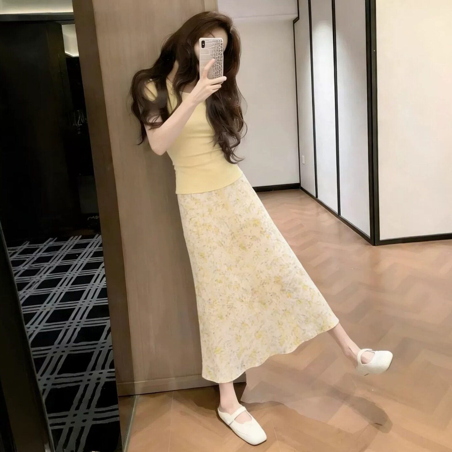矮个子145cm温柔风碎花半身裙减龄显瘦150高腰中长款a字包臀裙XS