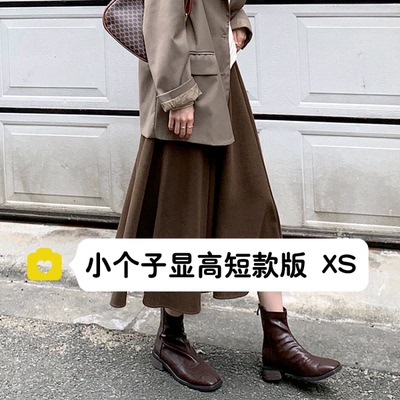小个子高腰a字毛呢伞裙半身裙xs