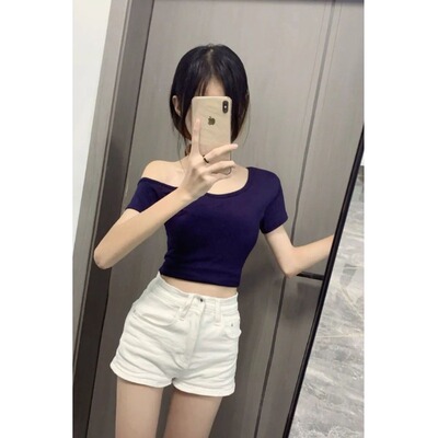 小个子美式辣妹白色牛仔短裤百搭显瘦150cm高腰紧身包臀热裤外穿