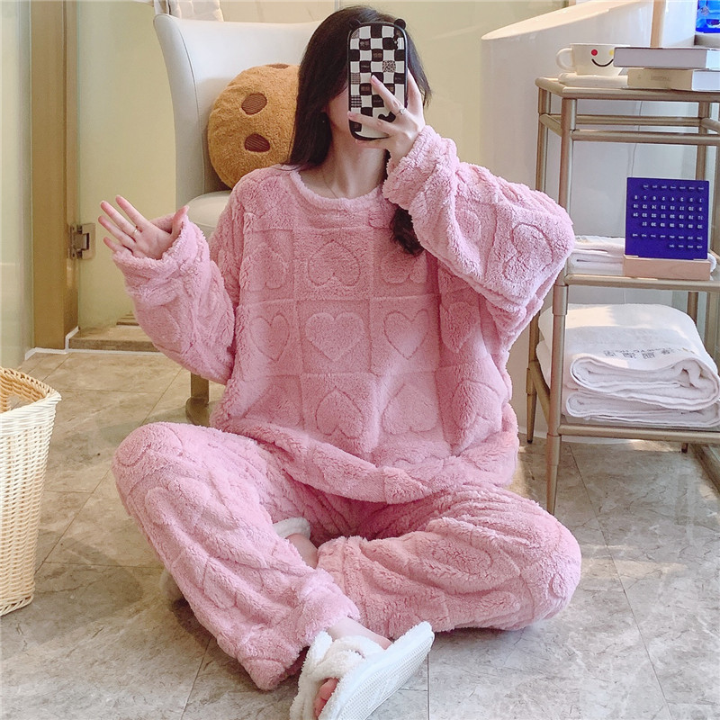 2025秋冬季新款珊瑚绒加绒睡衣