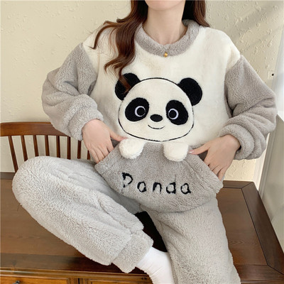 秋冬季珊瑚绒加厚青少年睡衣套装