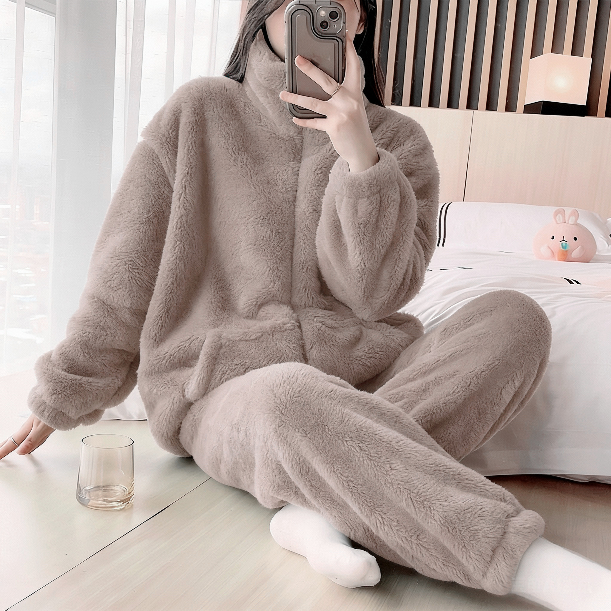 珊瑚绒睡衣女秋冬季加绒加厚法兰绒保暖长袖套装拉链家居服可外穿,女士内衣/男士内衣/家居服,睡衣/家居服套装,淘宝优惠券,粉丝福利购,淘宝优惠卷