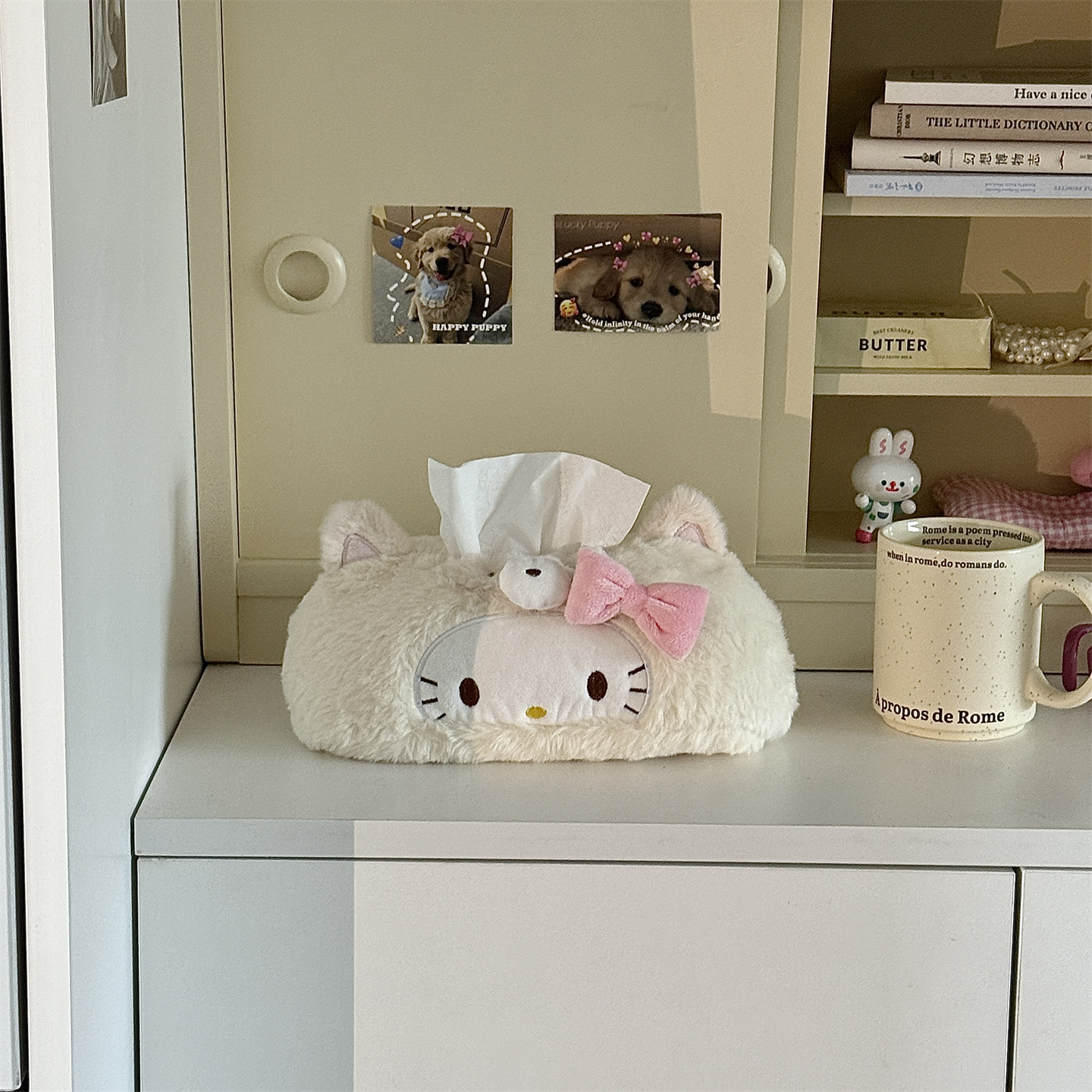 可爱kitty纸巾盒卡通毛绒抽纸盒