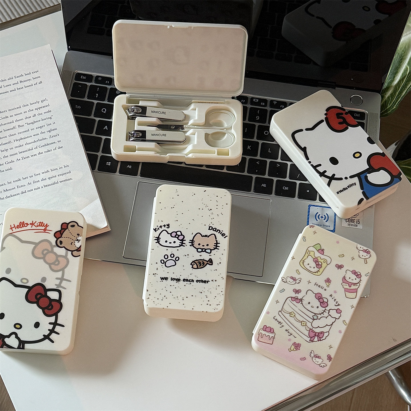可爱卡通猫咪指甲剪套装美甲工具斜跨指甲刀全套家用卡通修甲剪子