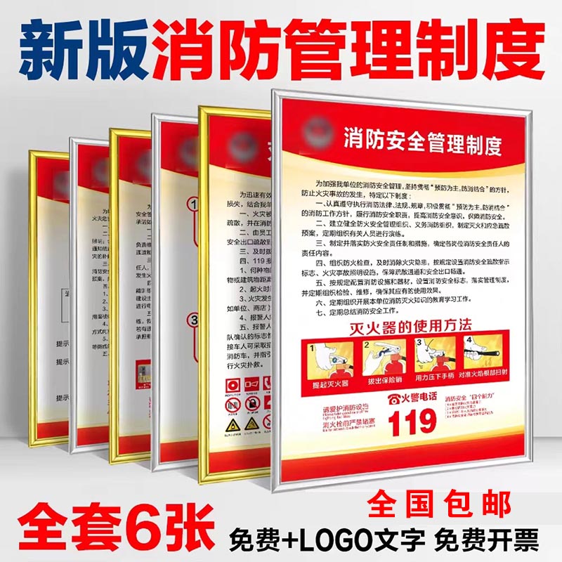消防安全管理制度上墙牌消防标识标牌安全检查四个能力标识牌