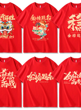 高考t恤红色中考专用送考加油金榜题名短袖男女逢考必过班服定制