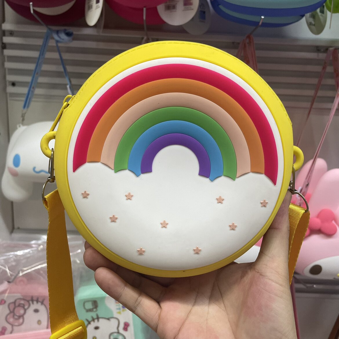 斜挎硅胶包手机包棒棒糖彩虹圈儿童包包