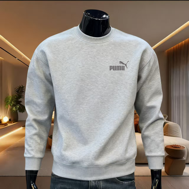 套头美式新款重磅圆领卫衣男士秋冬季加绒上衣打底衫高街长袖上衣