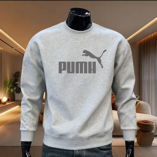 潮牌美式新款重磅圆领卫衣男士秋冬季加绒上衣打底衫高街长袖上衣