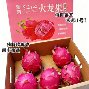 海南京都一号红心火龙果树上熟玫瑰香蜜宝应季水果精品礼盒装顺丰