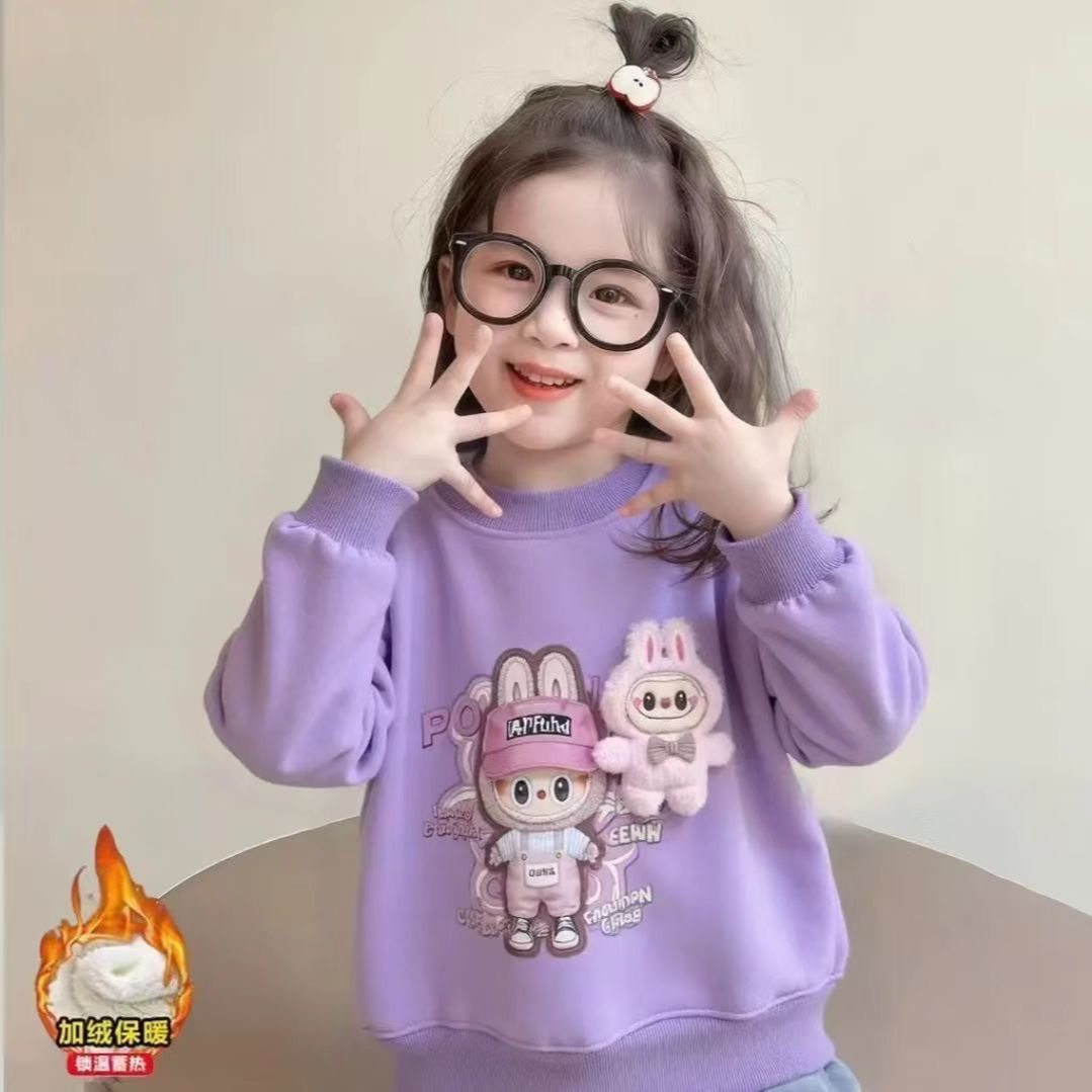 女童加绒卫衣拉布布秋冬纯棉打底