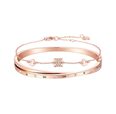 ZEGL罗马数字轻奢气质高级设计叠戴小蛮腰锆石手镯女款 玫瑰金＾