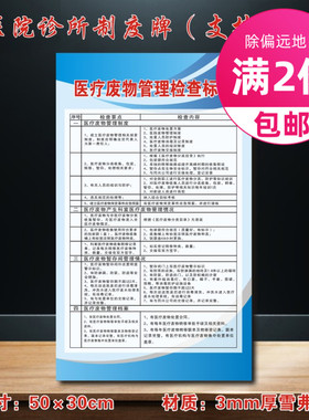 医疗废物管理检查标准医院诊所制度牌卫生所医药标识牌ZSZD036